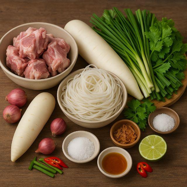 Nguyên liệu nấu hủ tiếu xương