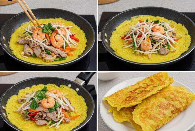 Bước đổ bánh xèo miền Bắc