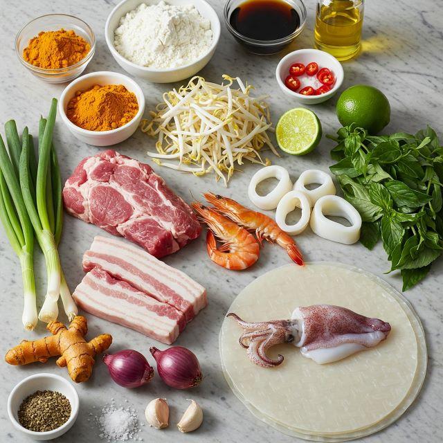 Nguyên liệu để đổ bánh xèo miền Trung