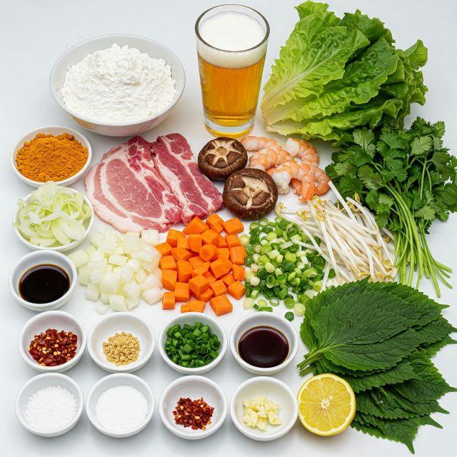 Nguyên liệu để làm bánh xèo miền Bắc