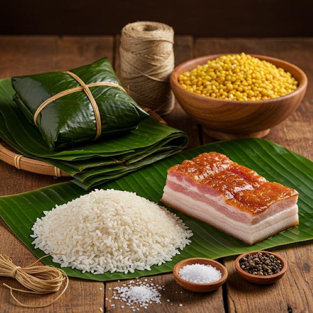 Nguyên liệu để gói bánh Tét