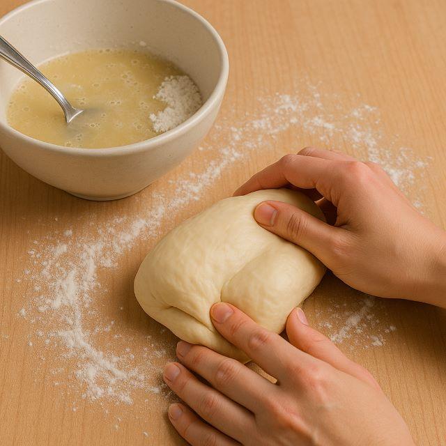 Bước trộn và nhào bột bánh mì