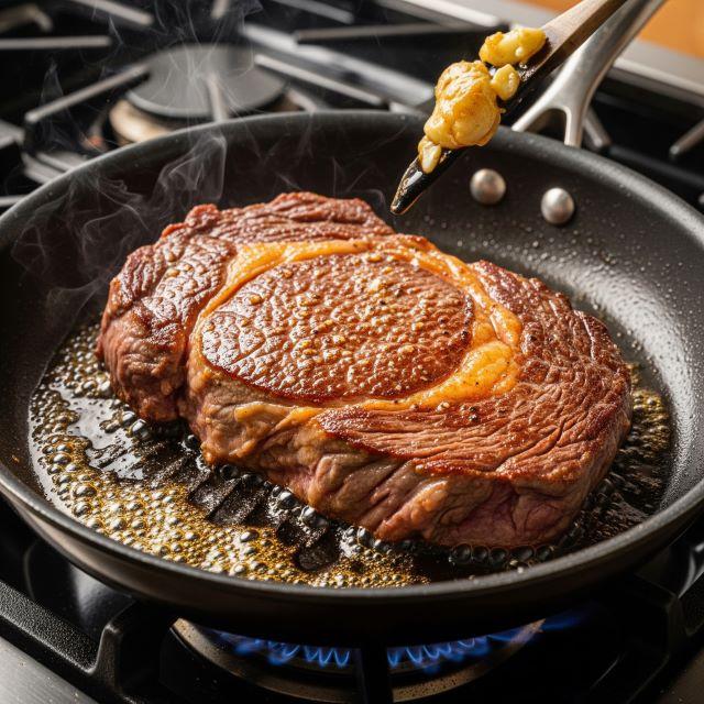 Áp chảo miếng thịt bò