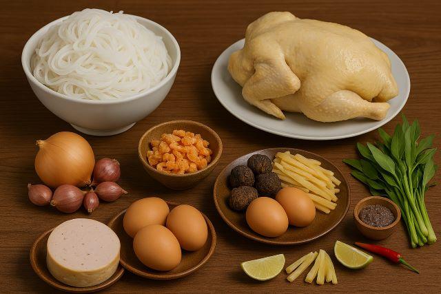Nguyên liệu để nấu bún thang Hà Nội