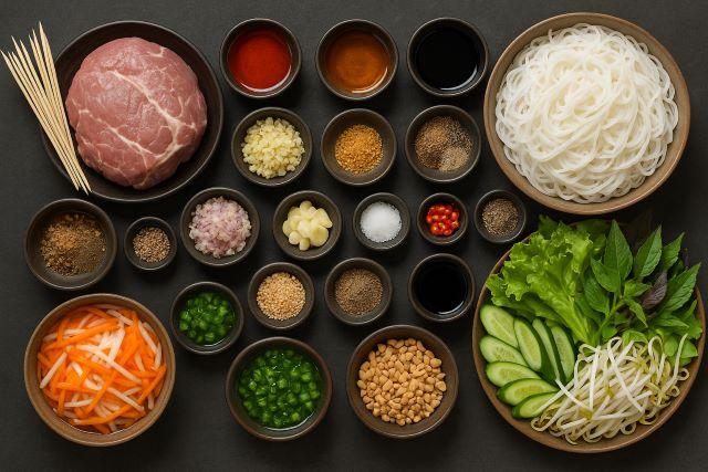 Nguyên liệu để làm bún thịt nướng