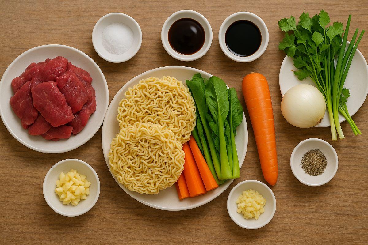 Nguyên liệu làm mì xào bò