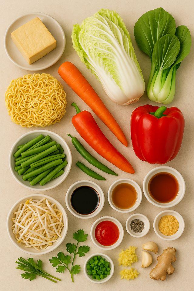 Nguyên liệu để làm mì xào chay