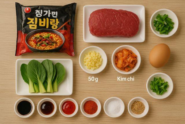 Nguyên liệu để làm mì xào Hàn Quốc