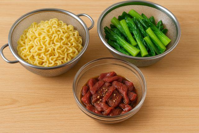 Sơ chế các nguyên liệu để làm mì xào Hàn Quốc