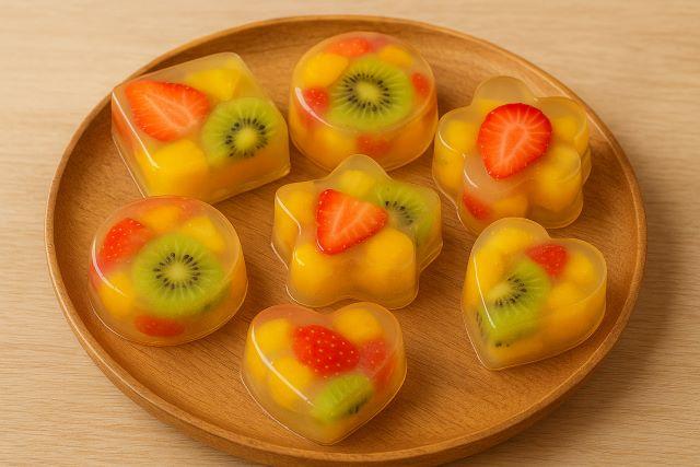 Đổ rau câu ra các khuôn với hình dáng khác nhau (tùy thích) và trang trí