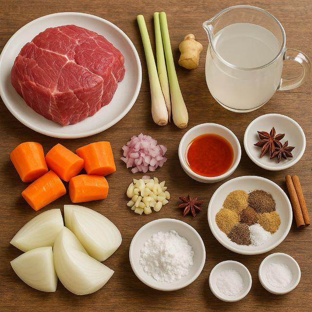 Nguyên liệu để nấu bò kho