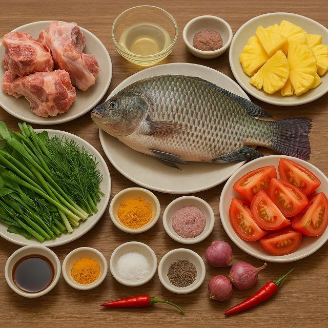 Nguyên liệu để nấu bún cá miền Bắc