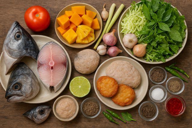 Nguyên liệu để nấu bún chả cá miền Trung