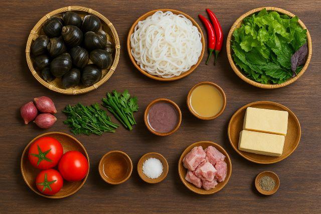 Nguyên liệu nấu bún ốc Hà Nội