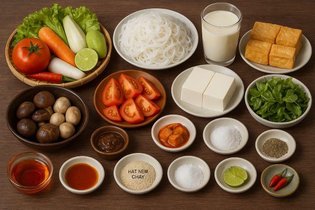 Nguyên liệu để nấu bún riêu chay