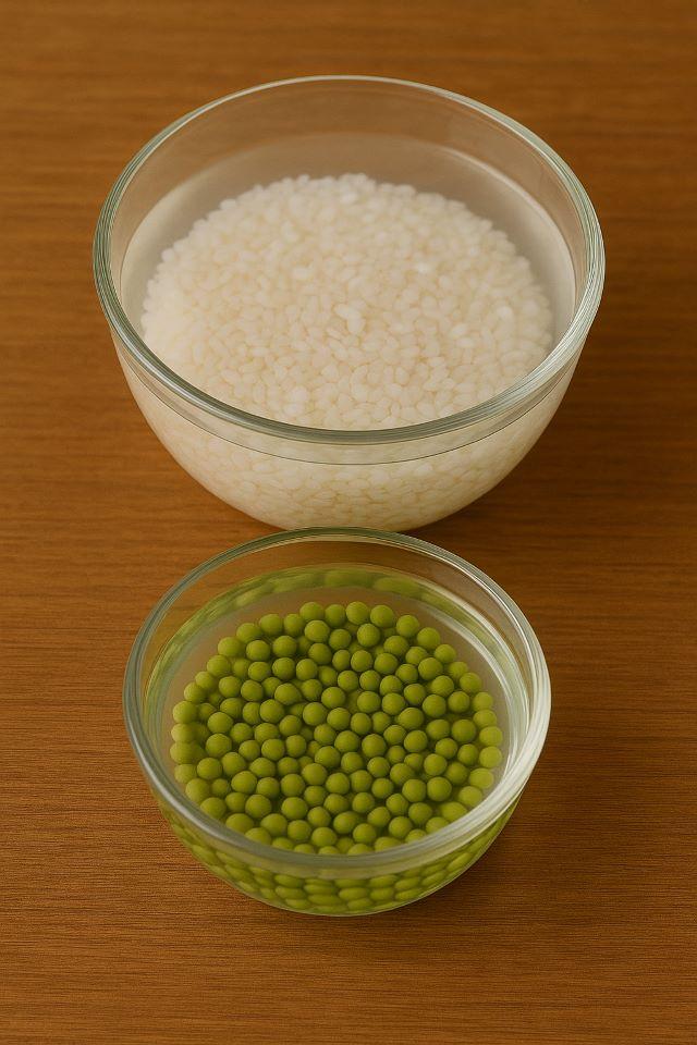 Bước sơ chế gạo và đậu xanh