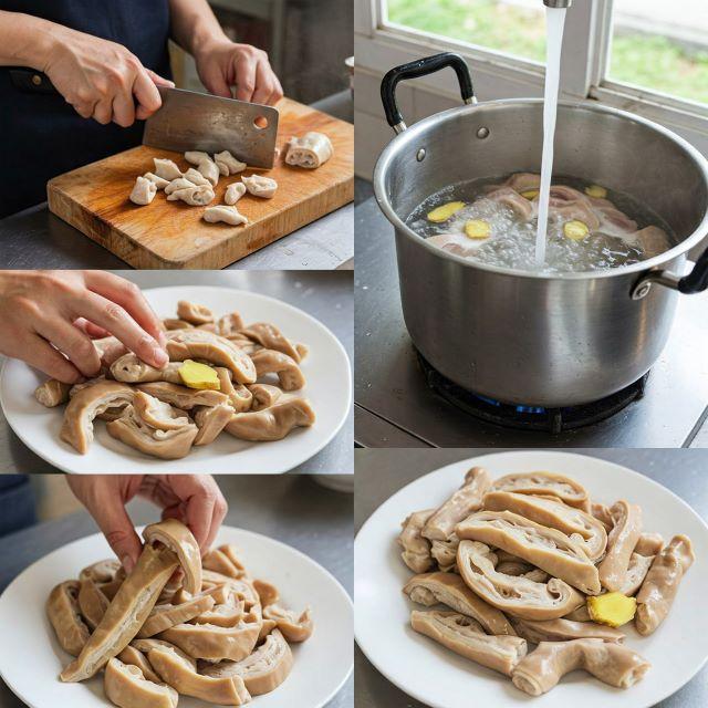 Bước 2 trong cách nấu cháo lòng miền Bắc