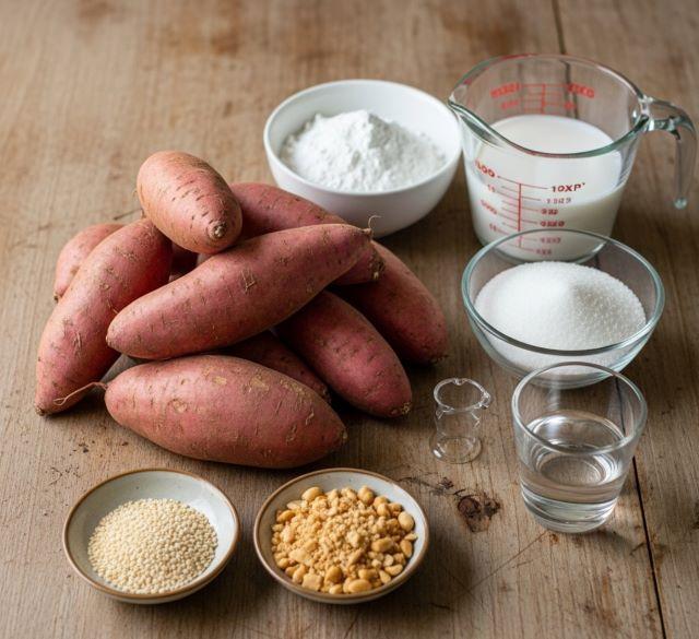 Nguyên liệu nấu chè khoai dẻo nước cốt dừa