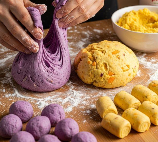 Nhào bột tạo viên khoai dẻo