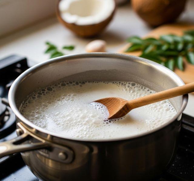 Nấu nước cốt dừa cho ấm nóng