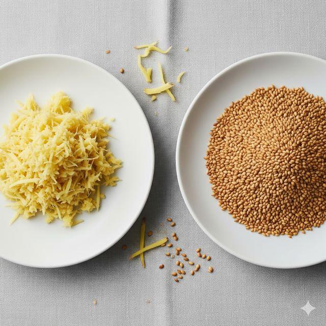 Sơ chế các nguyên liệu gừng, vừng rang,...