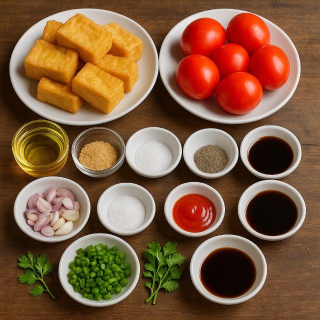 Nguyên liệu để làm đậu hũ sốt cà chua