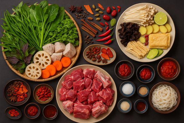 Nguyên liệu để nấu lẩu dê