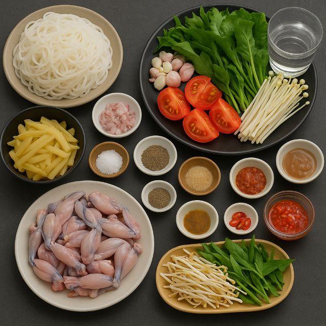 Nguyên liệu nấu món lẩu ếch măng chua