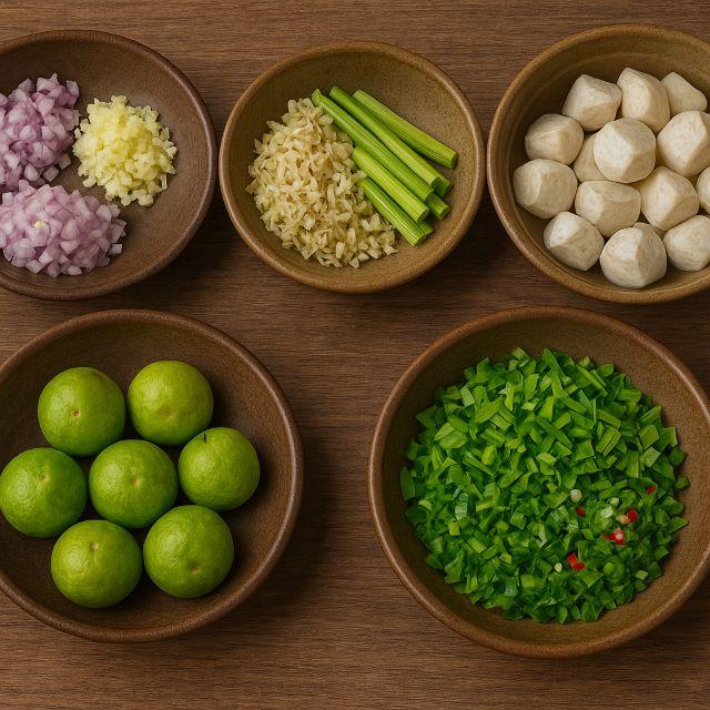 Sơ chế các nguyên liệu để nấu lẩu vị ôm sấu