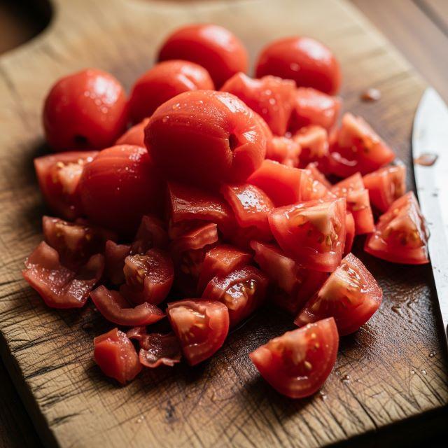 Sơ chế cà chua và cắt hạt lựu