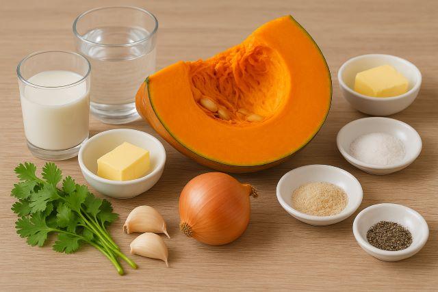Nguyên liệu làm món súp bí đỏ