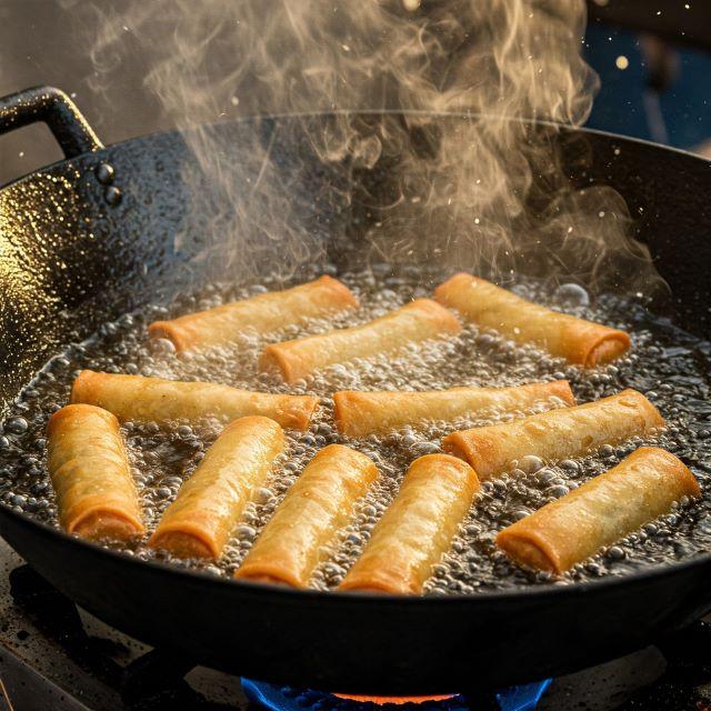 Chiên nem cho đến khi vàng đều