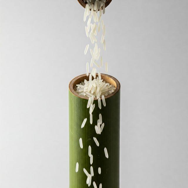 Bước nhồi gạo nếp vào ống tre-1