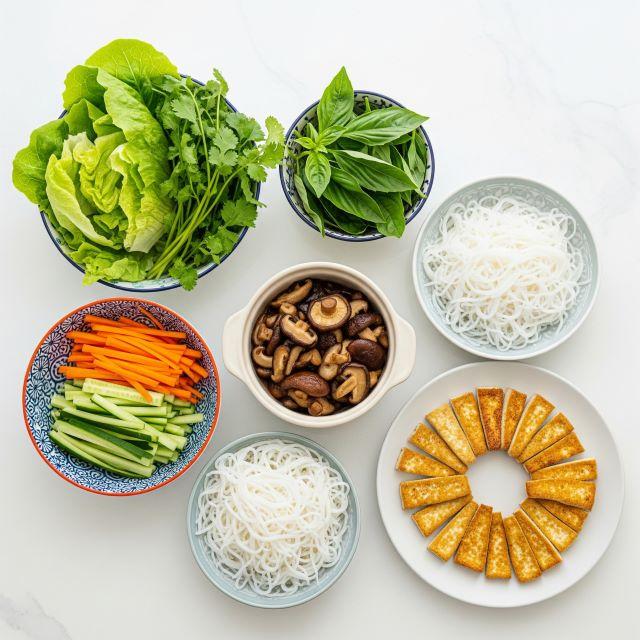 Sơ chế sẵn các nguyên liệu để làm gỏi cuốn chay
