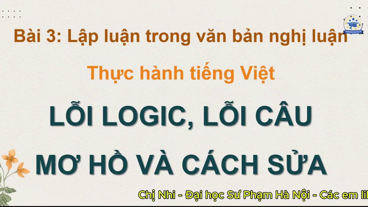 Mở đầu bài học về các lỗi thường gặp trong câu.